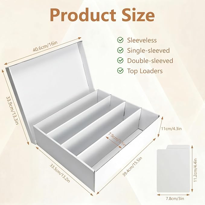 RLAVBL 1 Pack 3600 Count Trading Card Storage Box, Cardboard Card Boxes with Dividers for Sports, MTG, TCG, Toploader, 4 Row
