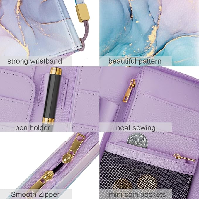 Family Passport Holder Wallet RFID Blocking Document Organizer | PU Leather Mulit-purpose Travel Wallet Credit Cards Case for Women Men, Gradient