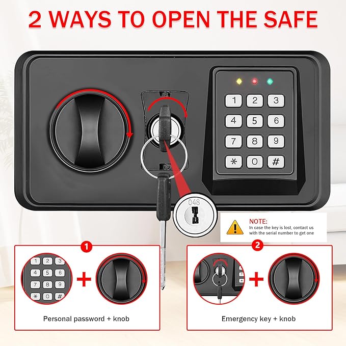 6.0 Cub Large Fireproof Safe Box for Home Use, Digital Security Safes Fireproof Waterproof with Combination Lock and 3 Removable Shelves, Anti-Theft Home Fire Safe for Document Money Valuables