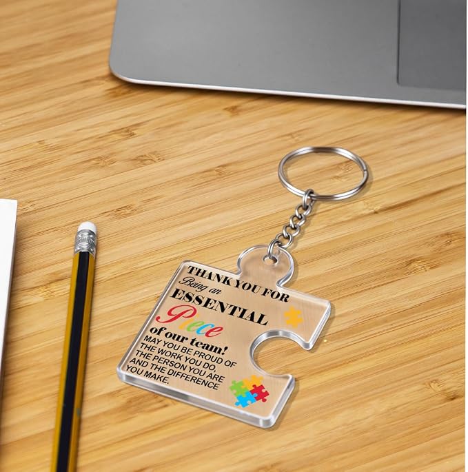 Team Appreciation Gifts Bulk Thank You Keychains for Coworkers | Gift Set for Employee, Staff, Teachers, Teamwork Puzzle Piece Keyring, Acrylic