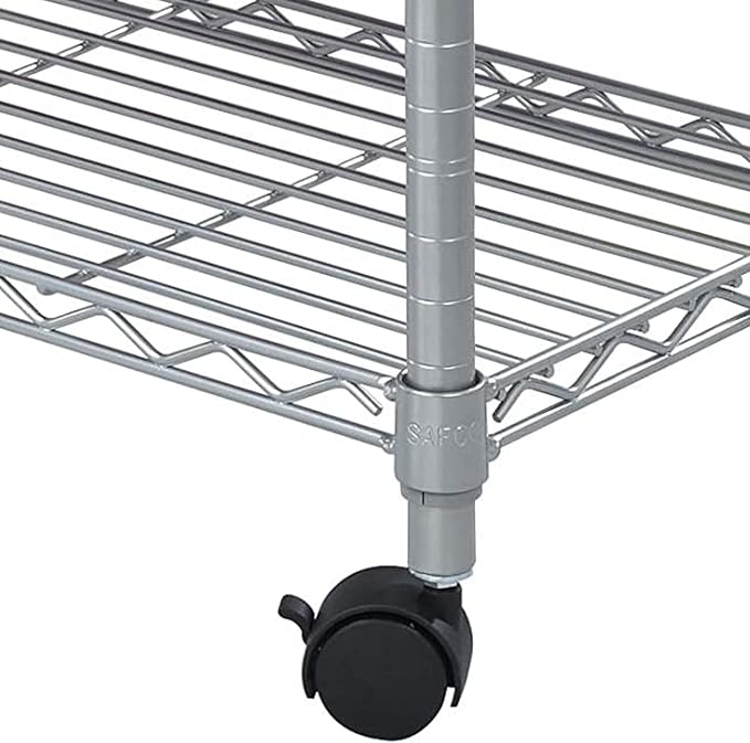 Safco 5201GR Wire Mobile Letter or Legal File Cart - Gray, Collapsible Space Saving for Compact Storage. 4 Locking Wheels