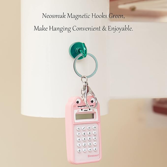 Neosmuk Magnetic Hooks, Heavy Duty 40lb+ Strong Magnet Hook for Cruise Cabins, Cruise Essentials 2026 for Hanging, Metal Wall Refrigerator Hangers (Green, 10 Pack)