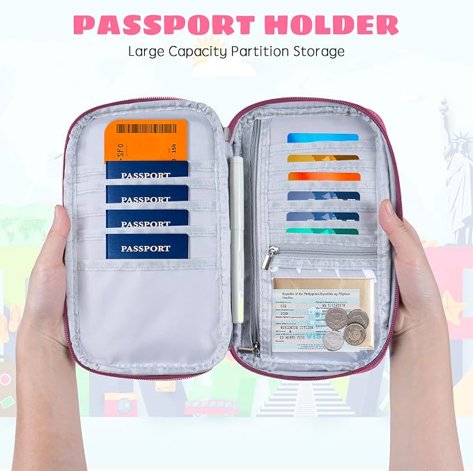 Amazing,Practial Secure Passport Holder Family, Women Rfid BlockingWallet, Travel Wallets, Waterproof Passport Holders Bag for Men Traveling, Travel Document Organizer Credit Cards Case