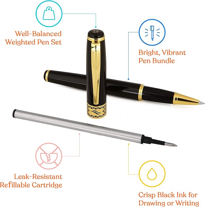 Special Supplies 3 Pack Weighted Pens for Hand Tremors, Low Dexterity, Poor Grip Strength, and Parkinson’s Patients, Storage Box and 3 Ink Refills Included