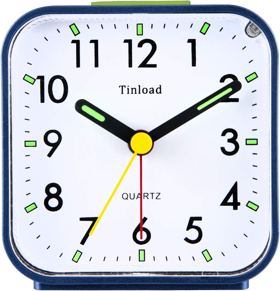Small Battery Operated Analog Alarm Clock Silent Non Ticking, Ascending Beep Sounds, Snooze,Light Functions (Blue)