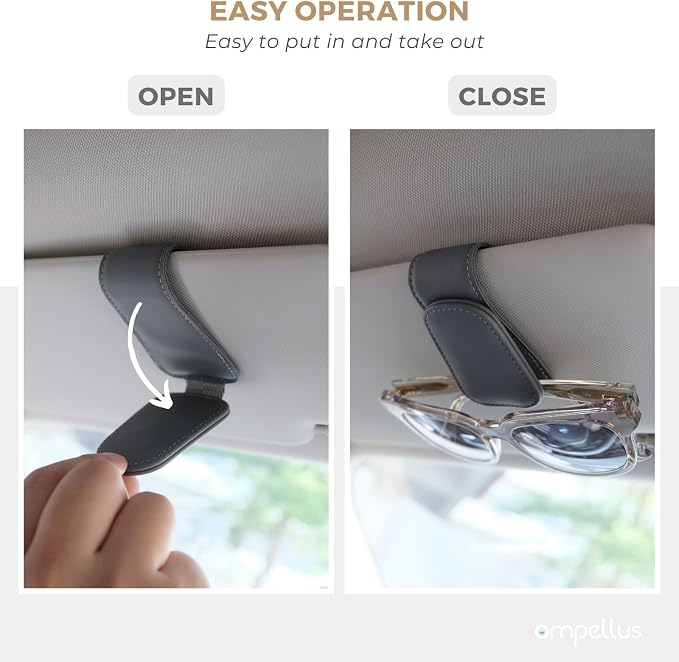 Magnetic Leather Sunglass Holder, Eyeglass Hanger Clip for Car Sun Visor, Suitable for Different Size Eyeglasses (Purple, 1 Pack)