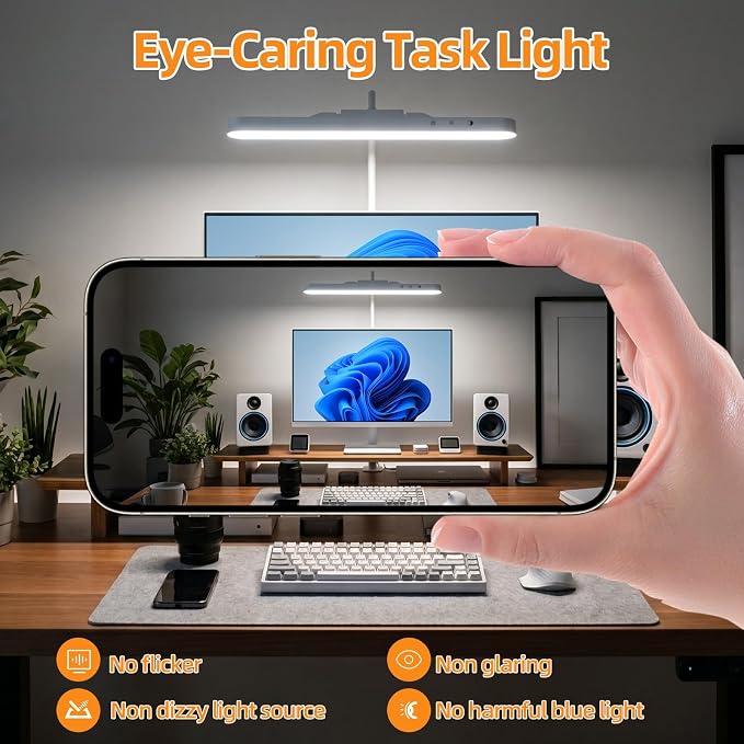 ShineTech Rechargeable Desk Lamp for Home Office,Magnetic Clip On Desk Lamp | 3 Color Modes & Stepless Dimming,Adjustable Gooseneck Lamp, Cordless, Long-Lasting Battery, Eye-Caring Wall Light for Reading