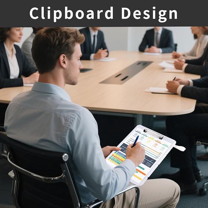 Letter Size Clipboard with Storage, Plastic Clipboard with Side Opening, A4 Waterproof Foldable Nursing Clip Board for School & Office with Christmas Stickers (B-Clear-1PCS)