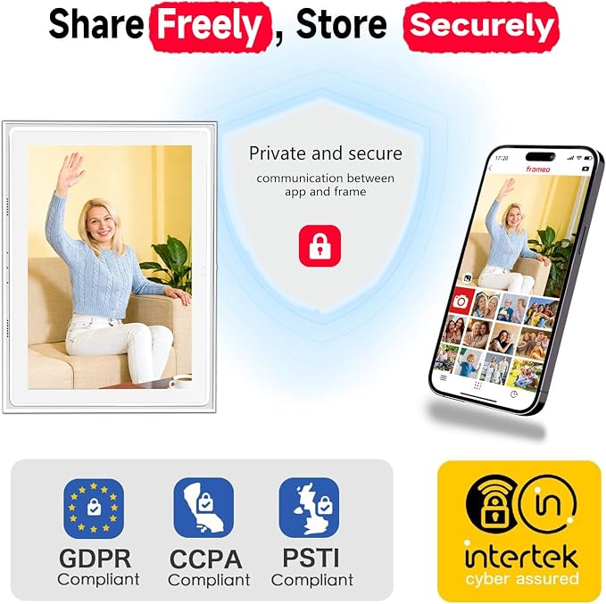 10.1 Inch FRAMEO Digital Photo Frame WiFi 32GB 800 * 1280 IPS Touch Screen Digital Picture Frame Easy Setup Share Photo or Video via Frameo APP