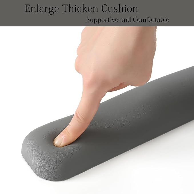 UnivoColors Design-Medium Wave Keyboard Wrist Rest of Medium, Artificial Sheepskin+Memory Foam+Ergonomic+Anti-Slip Gel, Resilience Support During Work and Gaming,Keyboard Accessory,Grey