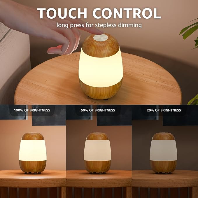 uuffoo 2 Pack Rechargeable Night Light Lamp 3 Color Touch Dimmable LED Portable Table Lamp Battery Operated, USB Changing, Small Cordless Lamp for Bedside Bedroom Travel