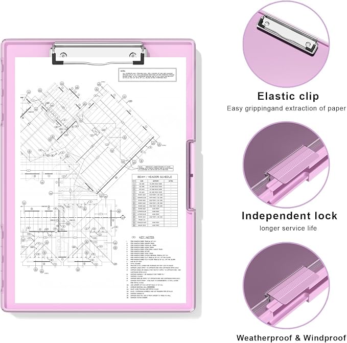 Hongri Clipboard with Storage, Pink 8.5 x 11 Clip Board, Dual Compartmen | Folder Nursing Side Opening, Heavy Duty Organization Box, Smooth Writing for Teachers, Classroom, Size 13.3 x 9.4 x 1.5 in