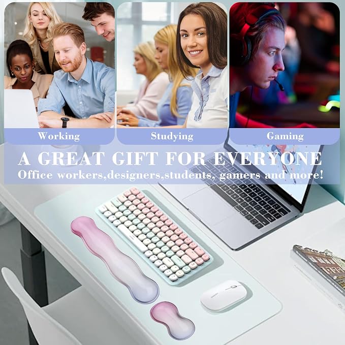 Gel Wrist Rest for Keyboard and Mouse, Wrist Rest for Keyboard, Mouse Wrist Support, Pain Relief, Cool Touch, Non-Skid, Keyboard and Mouse Wrist pad Set