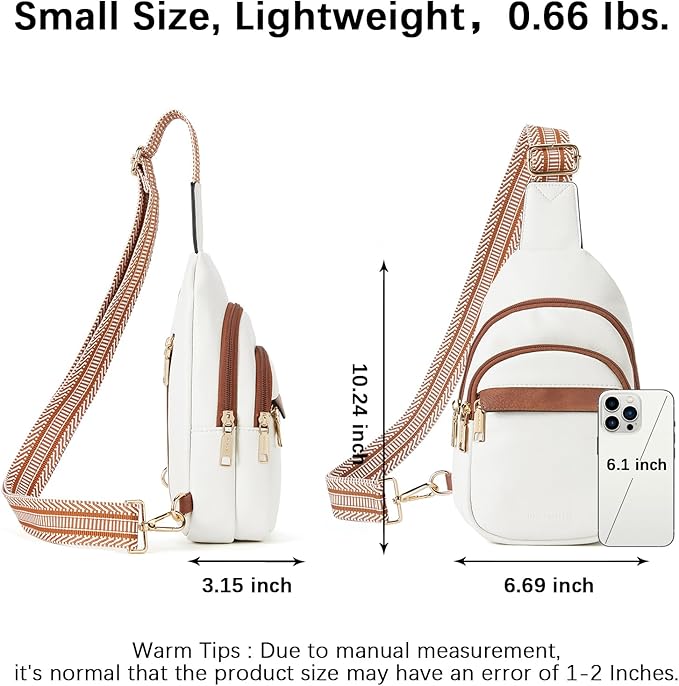 BOSTANTEN Sling Bag for Women Leather Crossbody Bags Fanny Pack Chest Bag for Travel | Adjustable Wide Strap, Small, Anti Theft, Lightweight, Multi Pockets and Carrying Way, Card Slot, Cute Trendy for Everyday