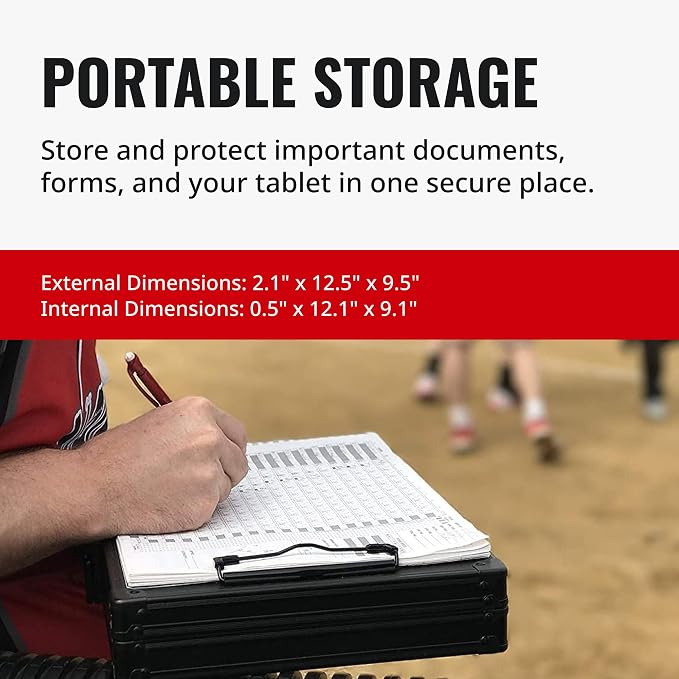 Vaultz Locking Storage Clipboard, Key Lock, Tactical Black, 12.75 in | Secure storage compartment keeps documents protected, durable clipboard design built for travel or office use