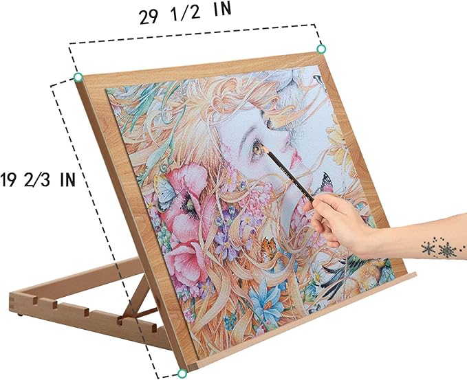 Extra Large 5-Position Wood Drafting Table Easel Drawing & Sketching Board, | 29 1/2 Inches by 19 2/3 Inches