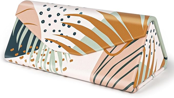 Sunglasses Case, Foldable Glasses Case, Magnetic PU Leather Hard Shell Folding Eyeglass Holder Box, Collapsible Unisex
