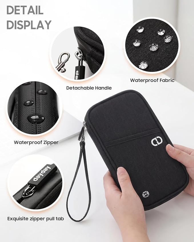 Travel Passport Holder - Family Passport Wallet Holder, Lightweight Portable Travel Document Organizer Passport Card Cover with Zipper Pocket (Black)