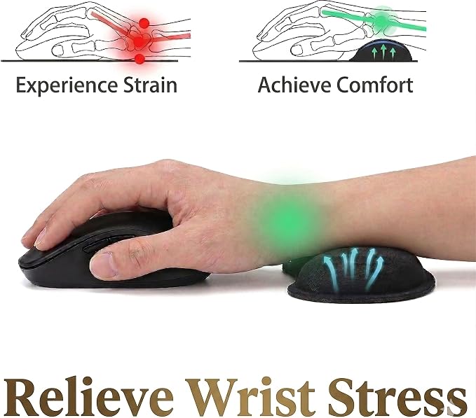 Wrist Rest for Mouse - Ergonomic Memory Foam Computer Wrist Support Pad, Massage Holes Design for Wrist Pain Relief (5.5 x 3.1 x 1 in, Black)