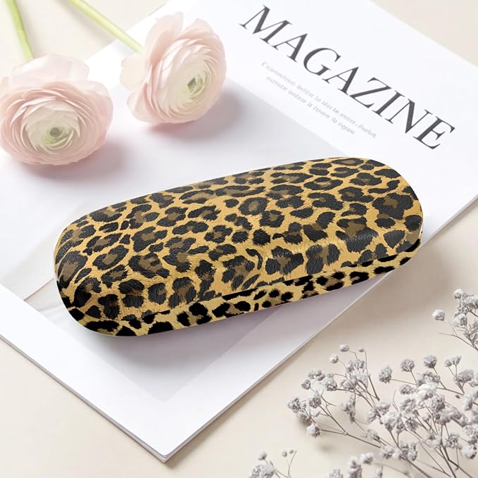 Glasses Case Hard Shell, Leather Protective Case for Sunglasses with Cleaning Cloth, Cute Eyeglass Cases for Women