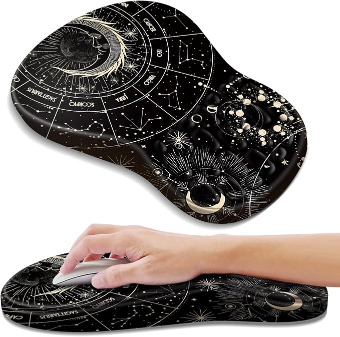 YIWEI Ergonomic Mouse Pad with Wrist Rest for Carpal Tunnel Pain Relief | Memory Foam Wrist Support,Non-Slip Rubber Base, Keyboard Computer Mousepad,Lycra Cloth Surface,Gaming Home Office
