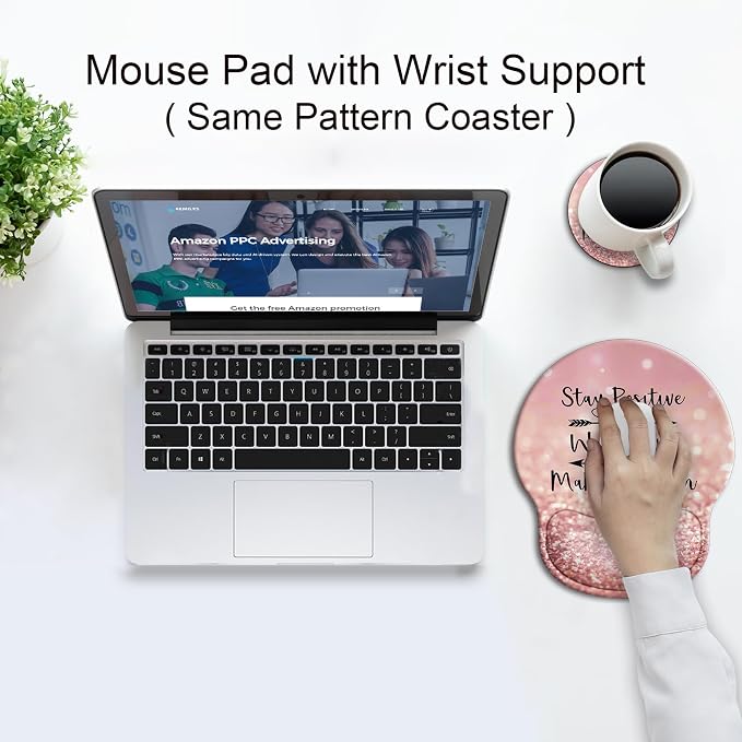 Ergonomic Mouse Pad with Wrist Rest Support,Gel Mouse Pads for Desk | Big Mousepad With Coaster Non-slip & Pain Relief for Computer, Home&Office Desk Decor