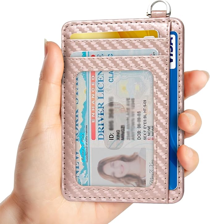 Slim Minimalist Front Pocket Wallet, RFID Blocking Credit Card Holder Wallet with Detachable D-Shackle for Men Women