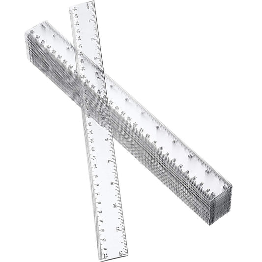 Eboot 50 Pack 12 Inch Rulers Bulk Clear Plastic Ruler Measuring Tool for Kids Student School Office