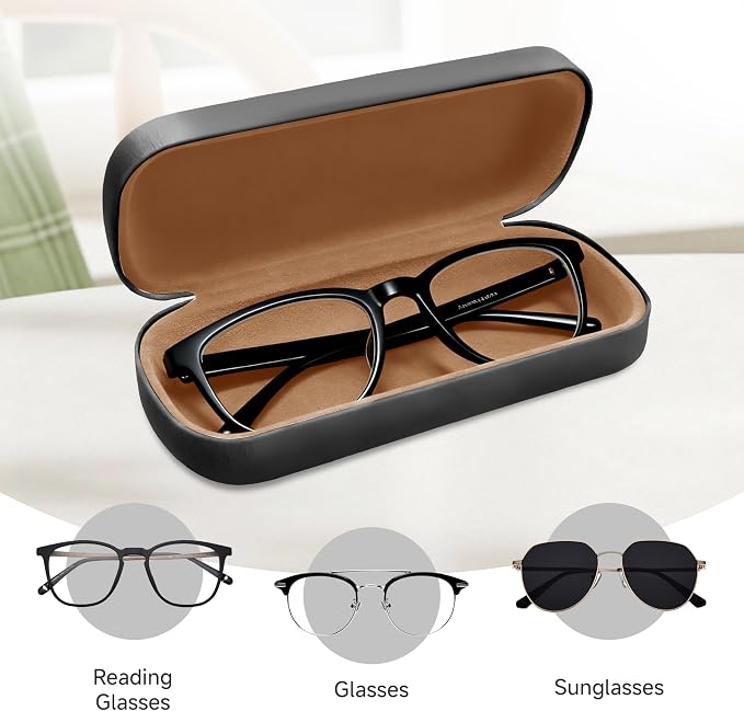 Glasses Case Large Hard Shell, PU Leather Protection for Eyeglasses Case
