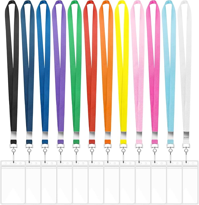 12 Pack Lanyards for ID Badges Cruise Lanyard for Ship Cards with Waterproof ID Badge Holder Cruise Essentials 2026 (12 Colors)
