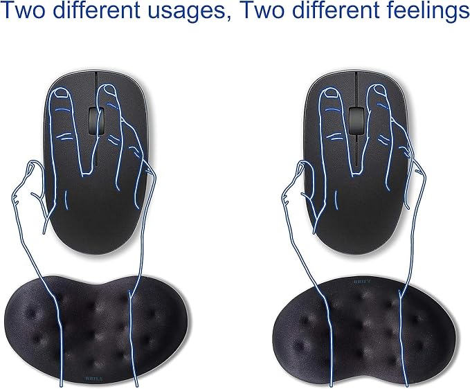 BRILA Ergonomic Memory Foam Mouse Wrist Rest Support Pad Cushion for Computer, Laptop, Office Work, PC Gaming - Massage Holes Design - Wrist Pain Relief (Black Mouse Wrist Rest)