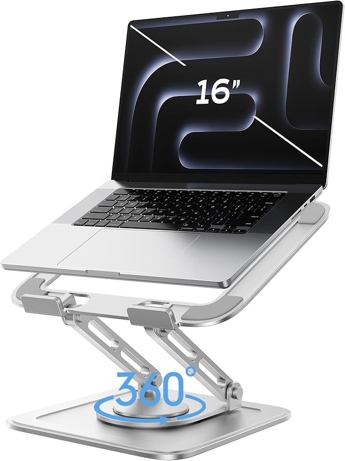 LOXP Adjustable Laptop Stand, Computer Stand with 360 Rotating Base | Ergonomic Laptop Riser Mount for Desk Foldable Protable Computer Desk Fits with MacBook Pro Air