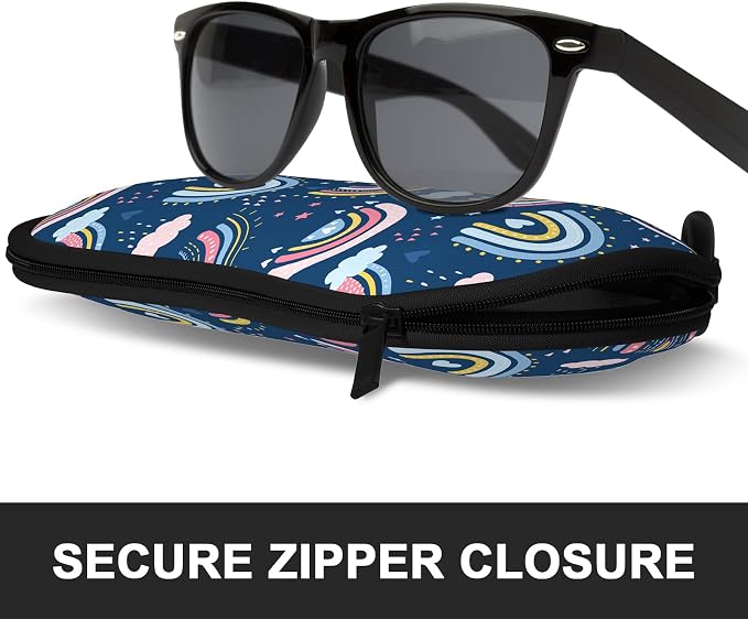 Sunglasses Soft Case, Ultra Light Portable Neoprene Zipper Glasses Case for Men Women