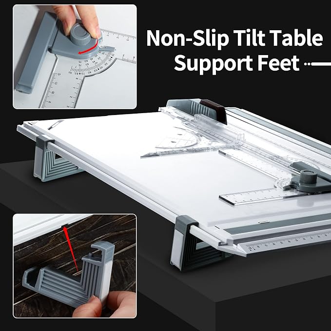 Zonon A3 Portable Drawing Board, Multi-Function Metric Drafting Table Drafting Board with Clear Rule Parallel Motion and Angle Adjustable Measuring System(A3)
