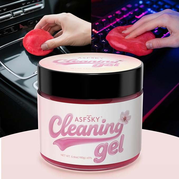 ASFSKY Car Cleaning Gel, Sakura | Cleaning Putty for Car Interior, Keyboard Dust Remover, Universal Cleaning Gel, Pink, 1 Pack