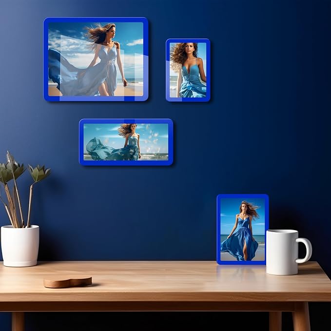 Bluesun 5x7 Picture Frame Blue, Glass, Touch Screen, Wall & Table Top