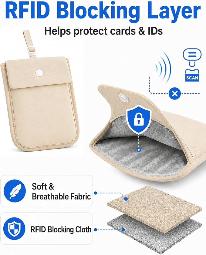 RFID-Blocking Travel Bra Wallet, Hidden Money Pouch with Elastic Strap | Ideal Secret Pocket to Protect Your Credit Cards, Cash and Valuables Under-Clothes, Nude, Bamneat