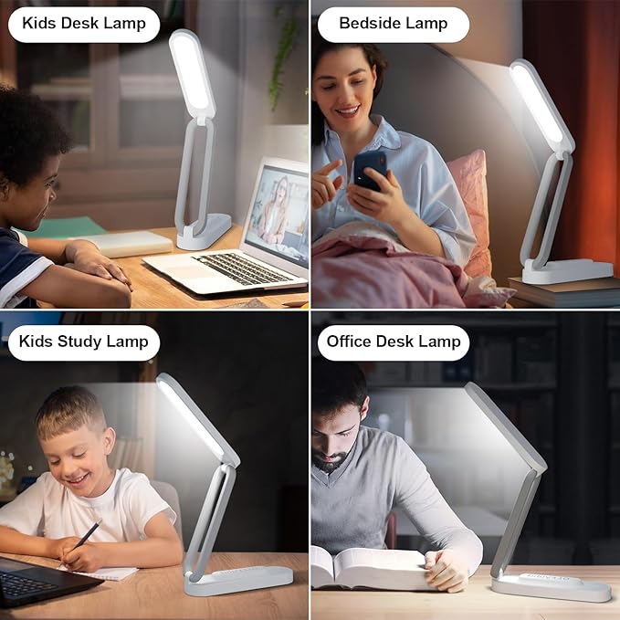 Giryuhd LED Desk Lamp for Office Home & Battery Operated Lamp Rechargeable Lamp Foldable & Portable Light, LED Desk Light Strip, 3 Brightness Dimmable Small Desk Lamp Wireless Reading Lamp(2PACK)