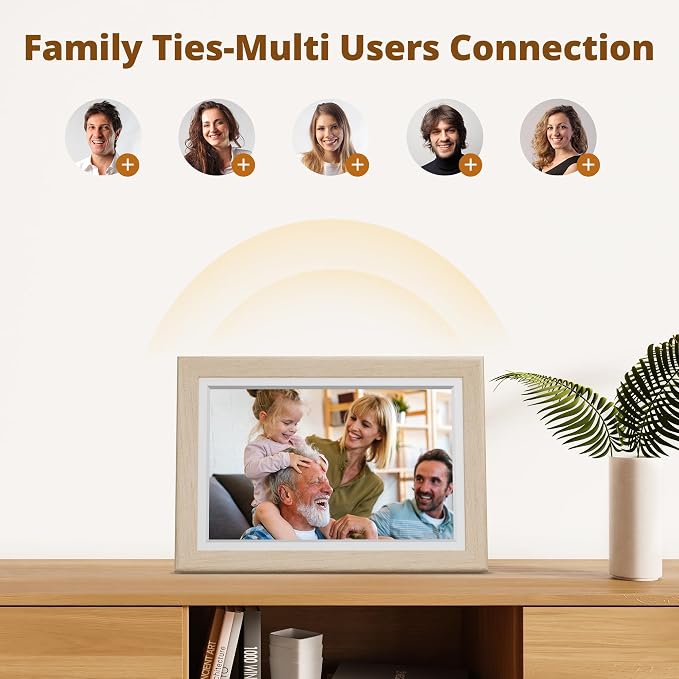 Dragon Touch Digital Picture Frame WiFi 10 inch IPS Touch Screen Digital Photo Frame Display, 32GB Storage, Auto-Rotate, Share Photos via App, Email, Cloud, Classic 10 Brown