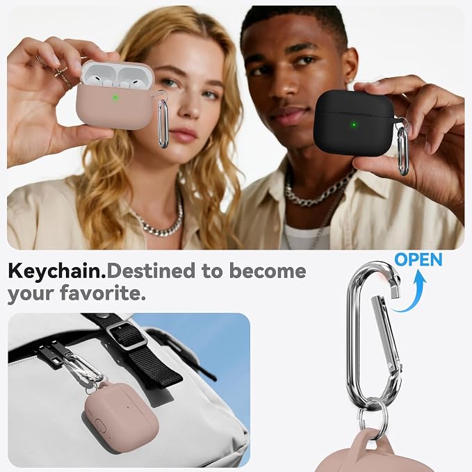 Ljusmicker for AirPods Pro 3 Case 2025 with Cleaner Kit,Brown | Soft Silicone Protective Cover for Apple AirPod Pro 3rd Generation Case with Keychain for Women Men,Shockproof