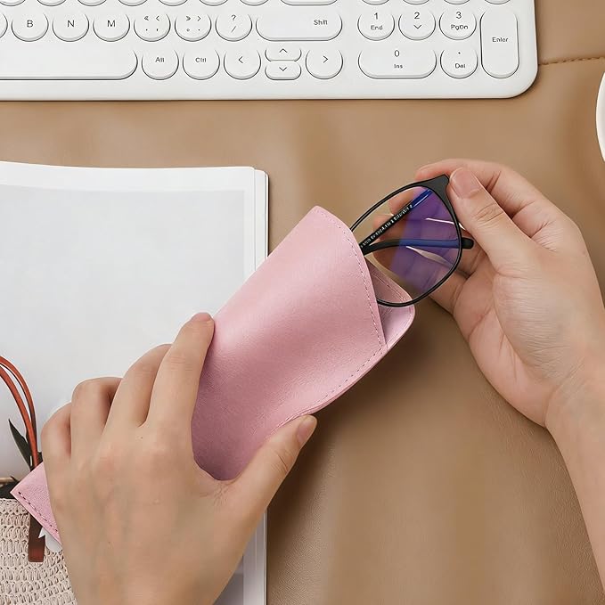 Glasses Cases, 6 Pcs Leather Reading Eyeglasses Case Slim Soft Sunglasses Pouch Spectacles Storage Bag for Women Men Kids