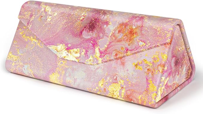 Sunglasses Case, Foldable Glasses Case, Magnetic PU Leather Hard Shell Folding Eyeglass Holder Box, Collapsible Unisex
