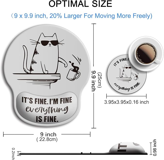 Ergonomic Mouse Pad with Wrist Rest Support,Gel Mouse Pads for Desk | Big Mousepad With Coaster Non-slip & Pain Relief for Computer, Home&Office Desk Decor