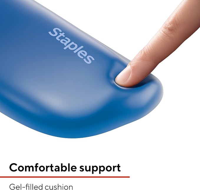 STAPLES Gel Keyboard Wrist Rest, Ergonomic Non‑Slip Wrist Support Cushion for Comfortable Typing, Durable Gel‑Filled Design, Blue Crystal