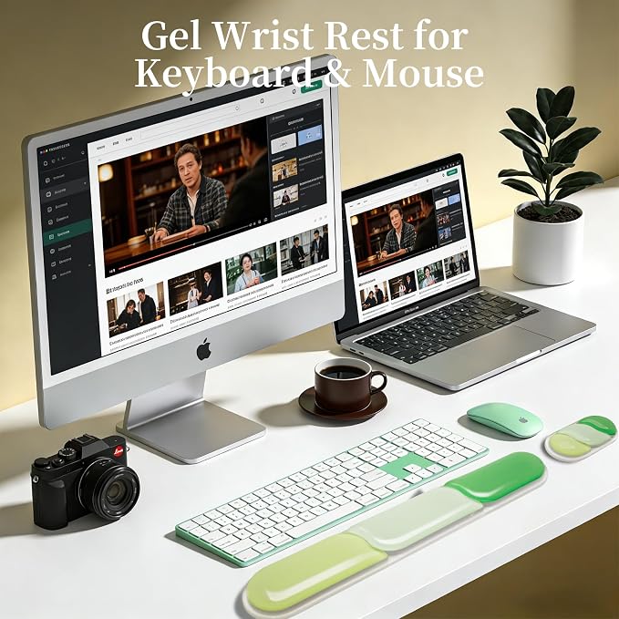 2 Pcs Gel Wrist Rest for Keyboard,Ergonomic Mouse Pad for Typing | Silicone Mouse Wrist Set,Mouse Pad with Wrist Rest,Gel Keyboard Mouse Pad,Non Slip,for Pain Relief Computer Typing