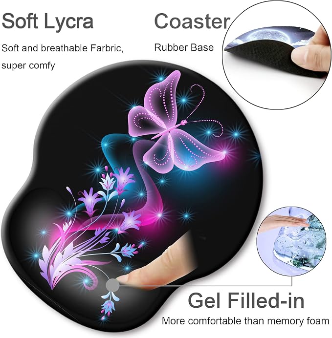 Ergonomic Mouse Pad with Wrist Rest Support,Gel Mouse Pads for Desk | Big Mousepad With Coaster Non-slip & Pain Relief for Computer, Home&Office Desk Decor