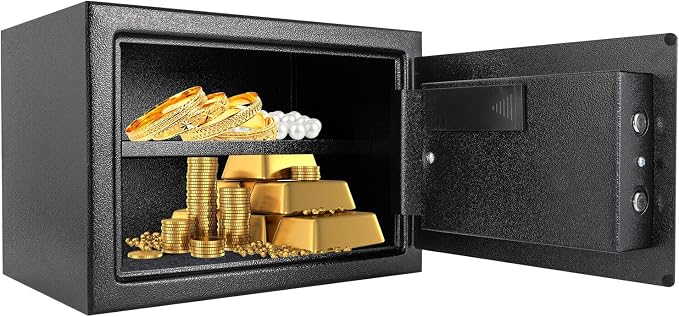 Steel Safe Box, 13*9*9inch Large Fireproof Safe Box for Home Use, Security Safe with Digital Keypad Lock for Money Cash Valuables Document Jewelry, Valuables, 13*9*9inch Rectangular