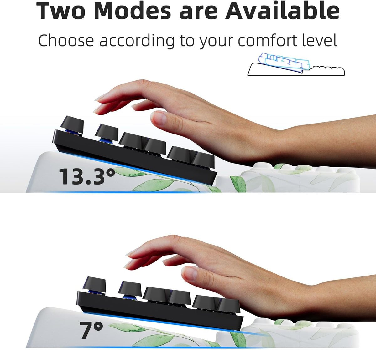 Ospelelf Keyboard Wrist Rest Pad Comfy Ergonomic Keyboard Stand Holder Office Desk Accessories Work from Home Essentials Green Leaves Pattern