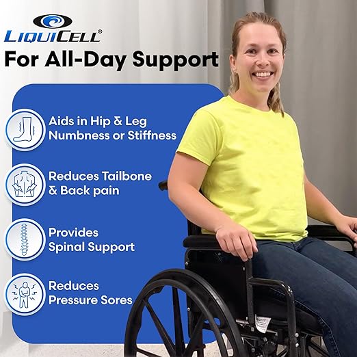 ERGO21 LiquiCell Sports Cushion - 3.5 Inch Thick Seat Pad for Tailbone, Hip & Lower Back Pain Relief - Ergonomic Comfort for Car, Office, Stadium & Wheelchairs- Better Than Gel, Foam or Air