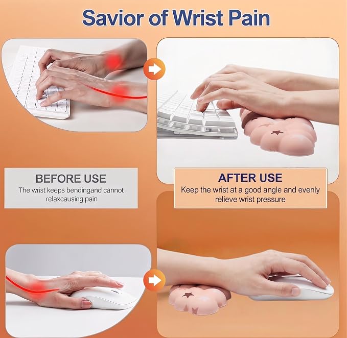 Cloud Wrist Rest Set for Keyboard & Mouse, Milk Tea Colorful Star | Memory Foam Arm Rest with Ergonomic Support Fits Full Keyboards and Reduces Typing Fatigue for Office, Gaming and Home Use